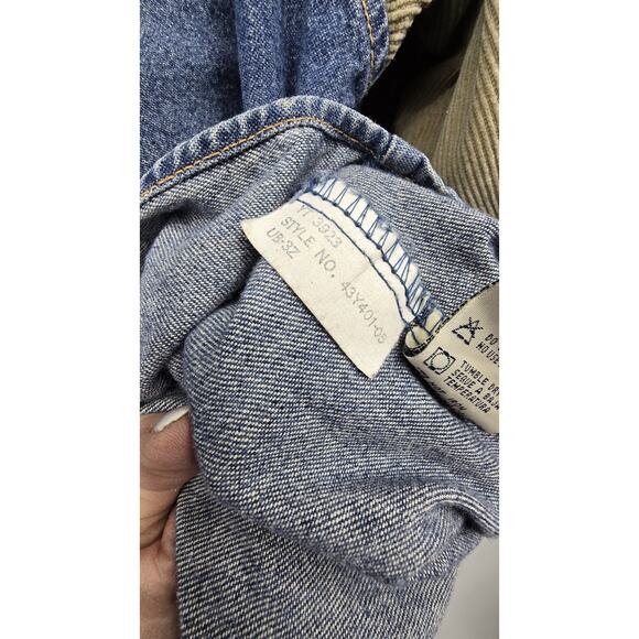 Vintage 90s Union Bay Denim & Corduroy Shirt Men's LG Blue Tan Grunge Western - Picture 8 of 12